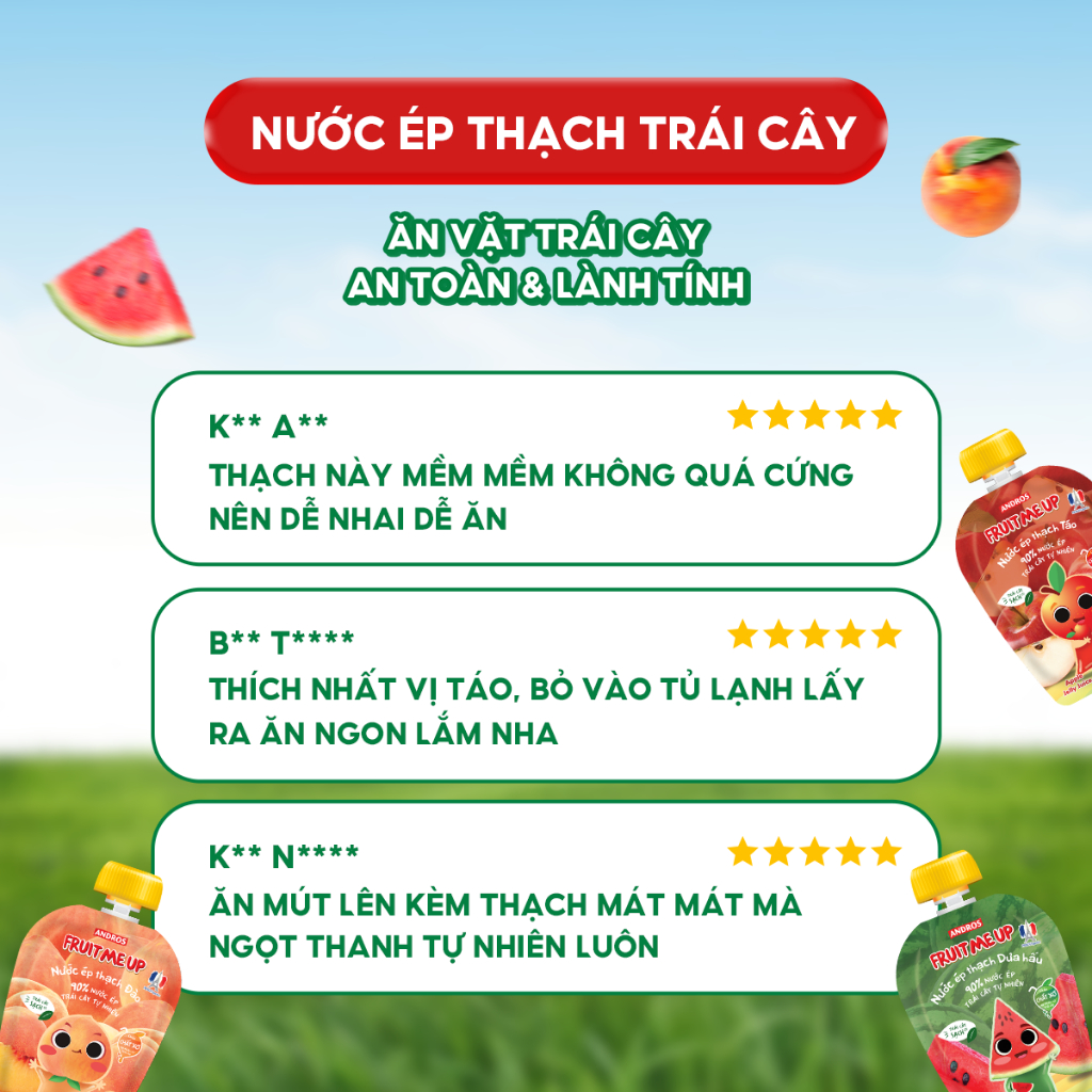 Ảnh Combo 10 Túi Thạch Trái Cây - 90% Nước Ép Trái Cây Thật - ANDROS FRUIT ME UP - 90g x 10 3