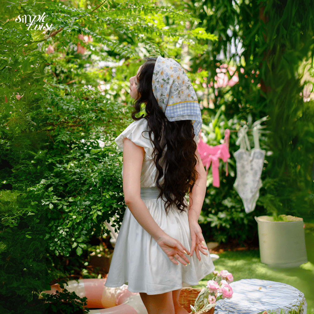 Ảnh Đầm tay bồng cổ tim phối nơ thắt eo tôn dáng màu trắng INDIGO dể thương nhẹ nhàng - Simple Twist 3