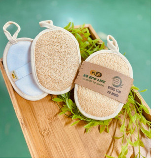 Bông Tắm Xơ Mướp KBEcolife Tạo Bọt Mịn Dưỡng Ẩm Làm Sạch Sâu Tẩy Tế Bào Chết (Oval 1 mặt xơ)