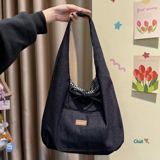 [BESTIE MÙA HÈ NÀY] T616 - Túi tote phong cách Nhật Bản - vải bò đeo vai - đeo được 2 mặt - bò trơn và kẻ caro