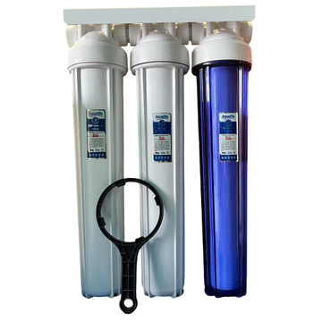 Bộ lọc đầu nguồn 3 cấp 20 inch cao cấp cốc lọc 2 gioăng cao su
