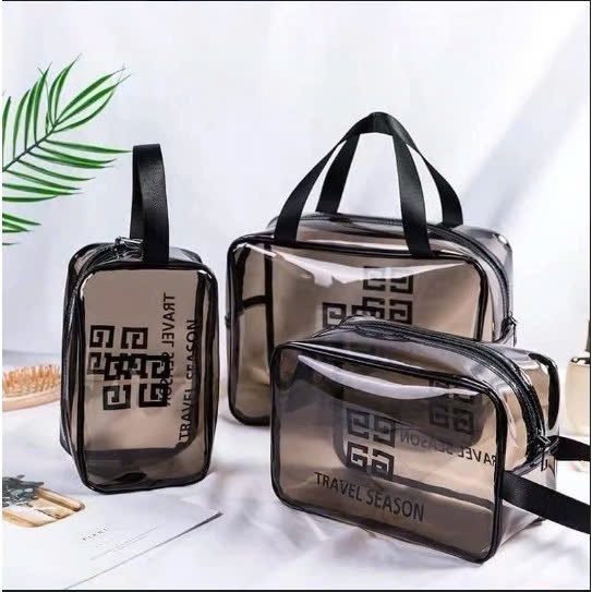 Set Túi Đựng Mỹ Phẩm Trong Suốt 3 Size-Túi Du Lịch Chống Thấm Nước Gấp Gọn - COMBO 3 TÚI TRONG SUỐT ĐỰNG ĐỒ TRANG ĐIỂM