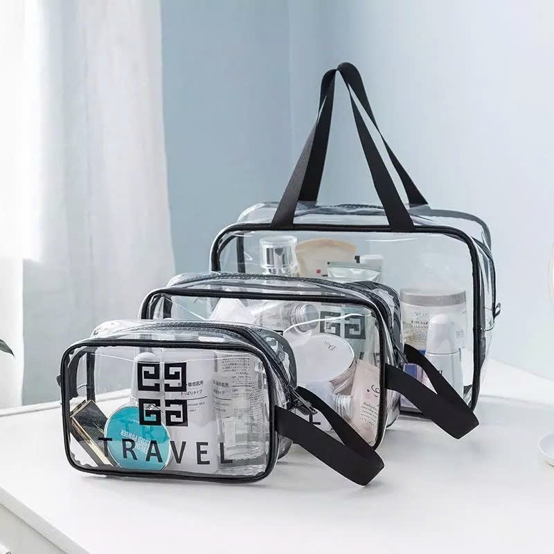 Set Túi Đựng Mỹ Phẩm Trong Suốt 3 Size-Túi Du Lịch Chống Thấm Nước Gấp Gọn - COMBO 3 TÚI TRONG SUỐT ĐỰNG ĐỒ TRANG ĐIỂM