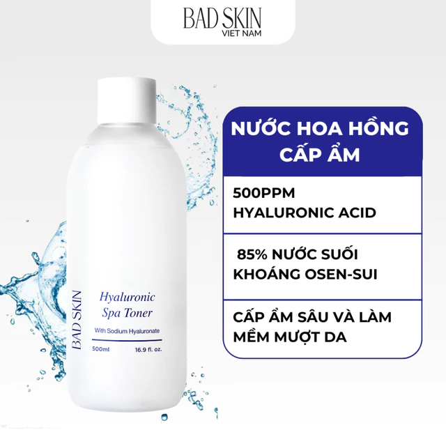 Nước hoa hồng Toner BadSkin Hyaluronic Spa Toner 500ml