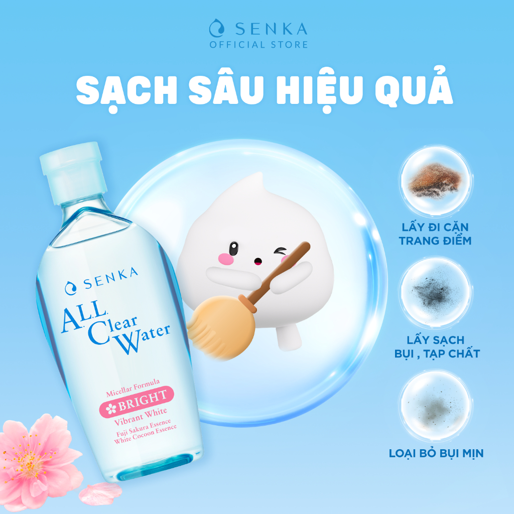 Ảnh Bộ 02 Nước tẩy trang Micellar Dưỡng Sáng Cấp ẩm Senka All Clear Water Bright 230ml/chai 1