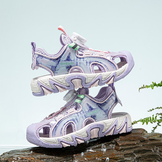 Giày sandal bé gái HOBIBEAR E1207 tím pastel có khóa xoay cao cấp, sandal mùa hè dành cho bé gái