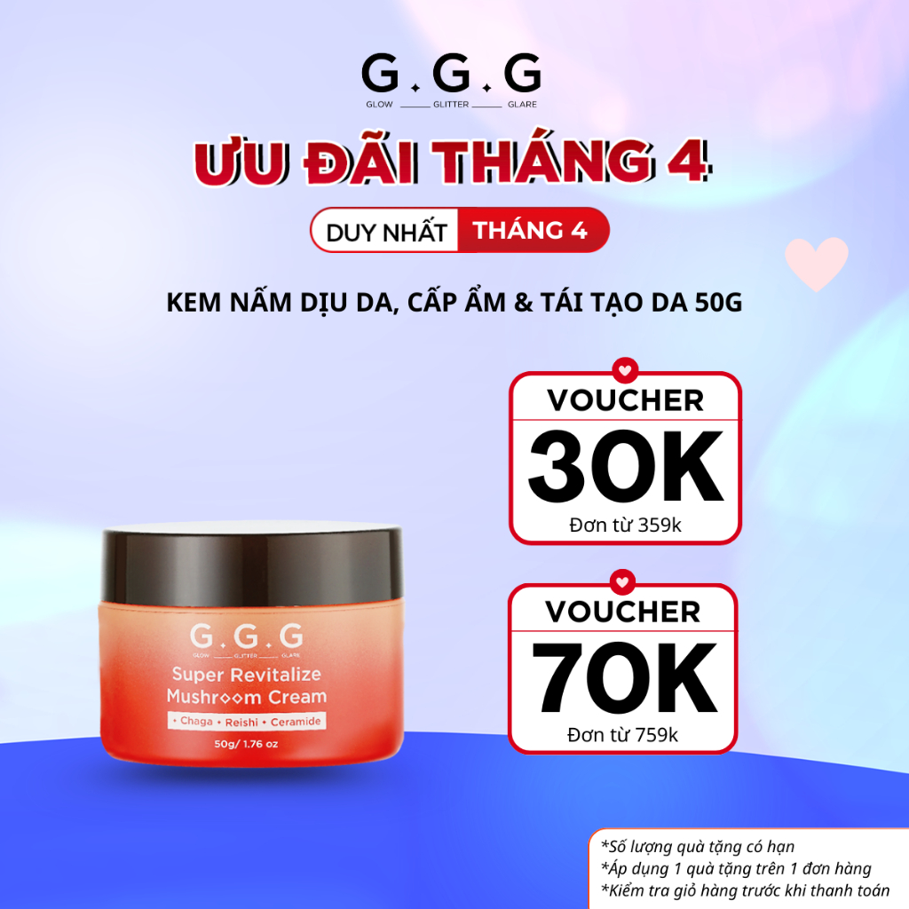 Ảnh [KOL] Kem Nấm Dịu Da, Cấp Ẩm Chuyên Sâu, Phục Hồi & Tái Tạo Da - G.G.G Super Revitalize Mushroom Cream 50g 1