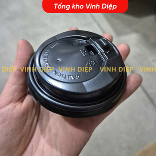 Túi 50 cốc giấy  9oz ~ 265ml dùng 1 lần có nắp đen trắng, nhiều hình