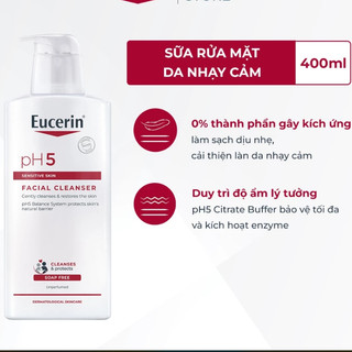 Sữa Rửa Mặt Eucerin Dịu Nhẹ Cho Da Nhạy Cảm pH5 Facial Cleanser Sensitive Skin (100ml/400ml)