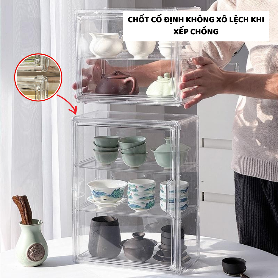Kệ Đựng Ly Cốc ENODA HOME, Hộp Trong Suốt Đựng Đồ Sứ, Cốc Chén Decor Phòng Bếp HTS021
