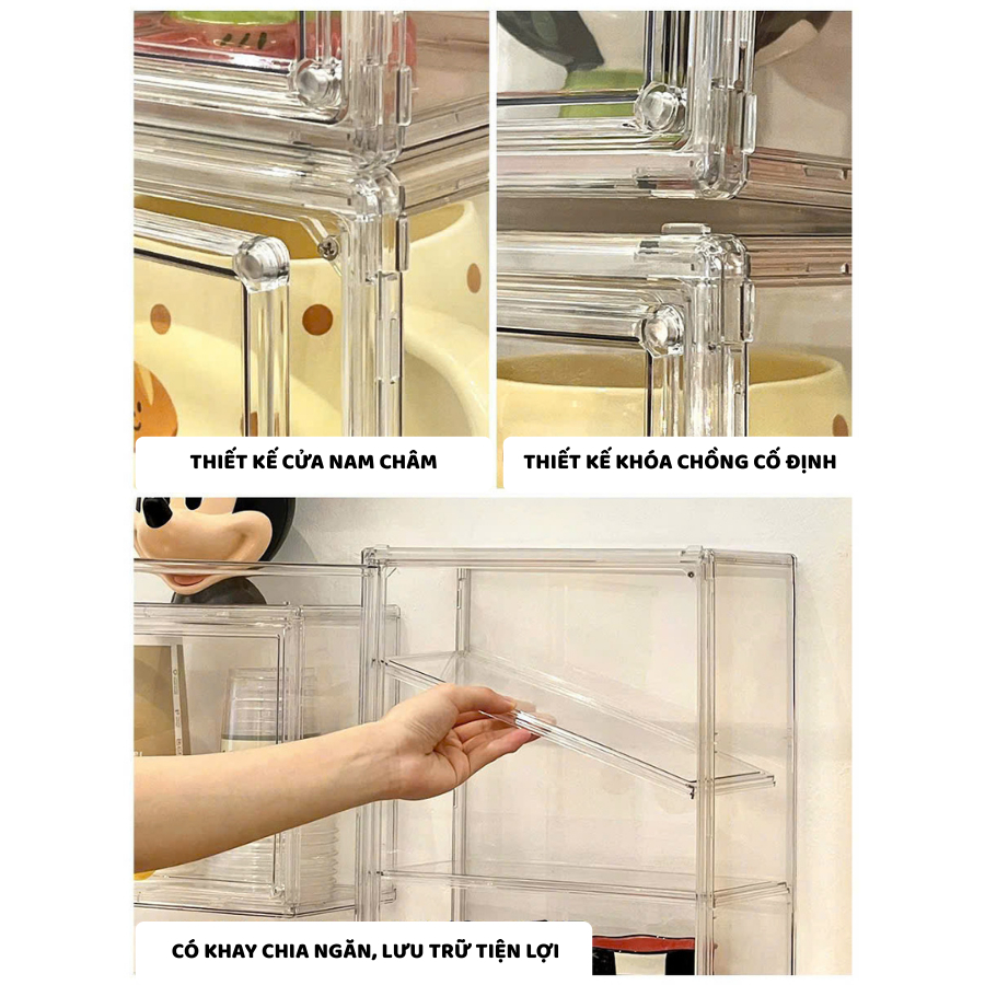 Kệ Đựng Ly Cốc ENODA HOME, Hộp Trong Suốt Đựng Đồ Sứ, Cốc Chén Decor Phòng Bếp HTS021
