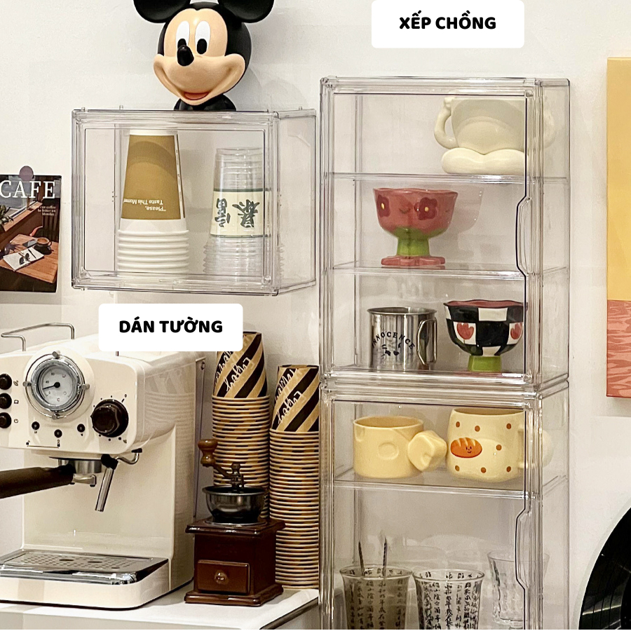 Kệ Đựng Ly Cốc ENODA HOME, Hộp Trong Suốt Đựng Đồ Sứ, Cốc Chén Decor Phòng Bếp HTS021