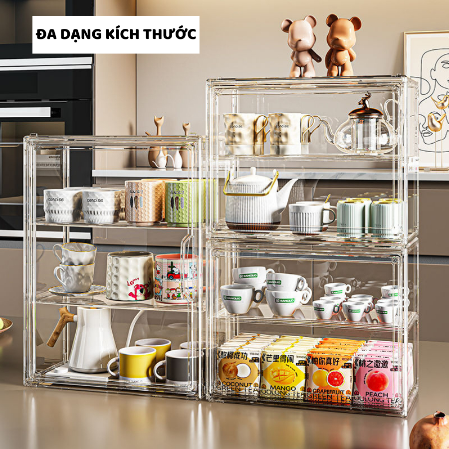 Kệ Đựng Ly Cốc ENODA HOME, Hộp Trong Suốt Đựng Đồ Sứ, Cốc Chén Decor Phòng Bếp HTS021