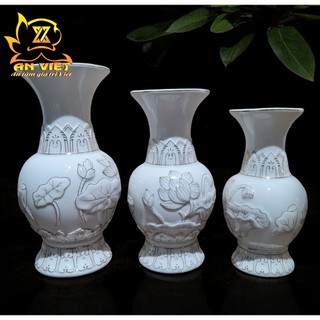 Bình Hoa Bạch Ngọc Sen Trắng Thờ Cúng - Bình Bông Thờ Cúng - Nội Thất An Việt - BNST