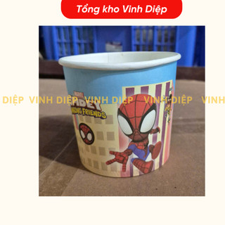 Set 50 cốc giấy đựng cháo 360,480ml in hình ngộ nghĩnh dùng 1 lần có nắp