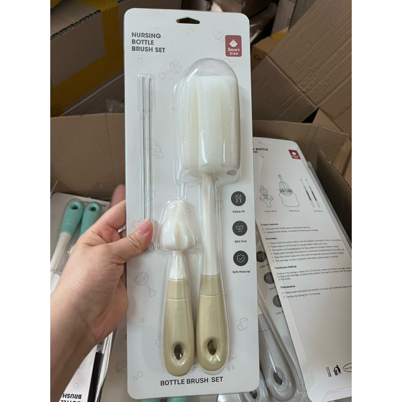BỘ 3 Cọ Bình Smart Tree Mút Xốp - Cọ Rửa Bình, Núm, Ống hút Cho Bé