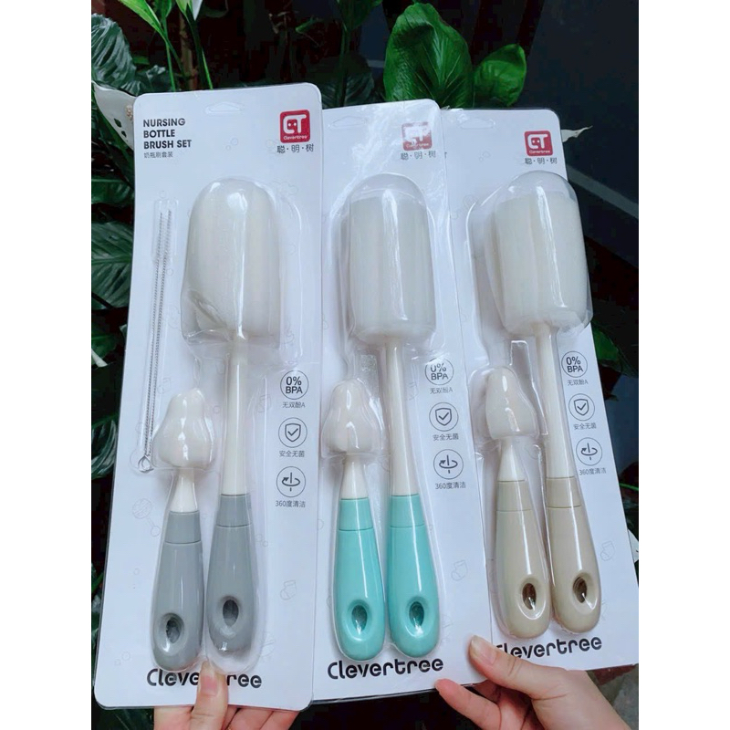 BỘ 3 Cọ Bình Smart Tree Mút Xốp - Cọ Rửa Bình, Núm, Ống hút Cho Bé