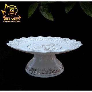 Đĩa Trái Cây Bạch Ngọc Sen Trắng - Dĩa Thờ Cúng - Nội Thất An Việt - BNST