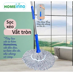 Cây Lau Nhà Vắt Tay Có Trợ Lực Tự Hãm Nùi Lau Dạng Tròn / Dạng Vuông Homeinno