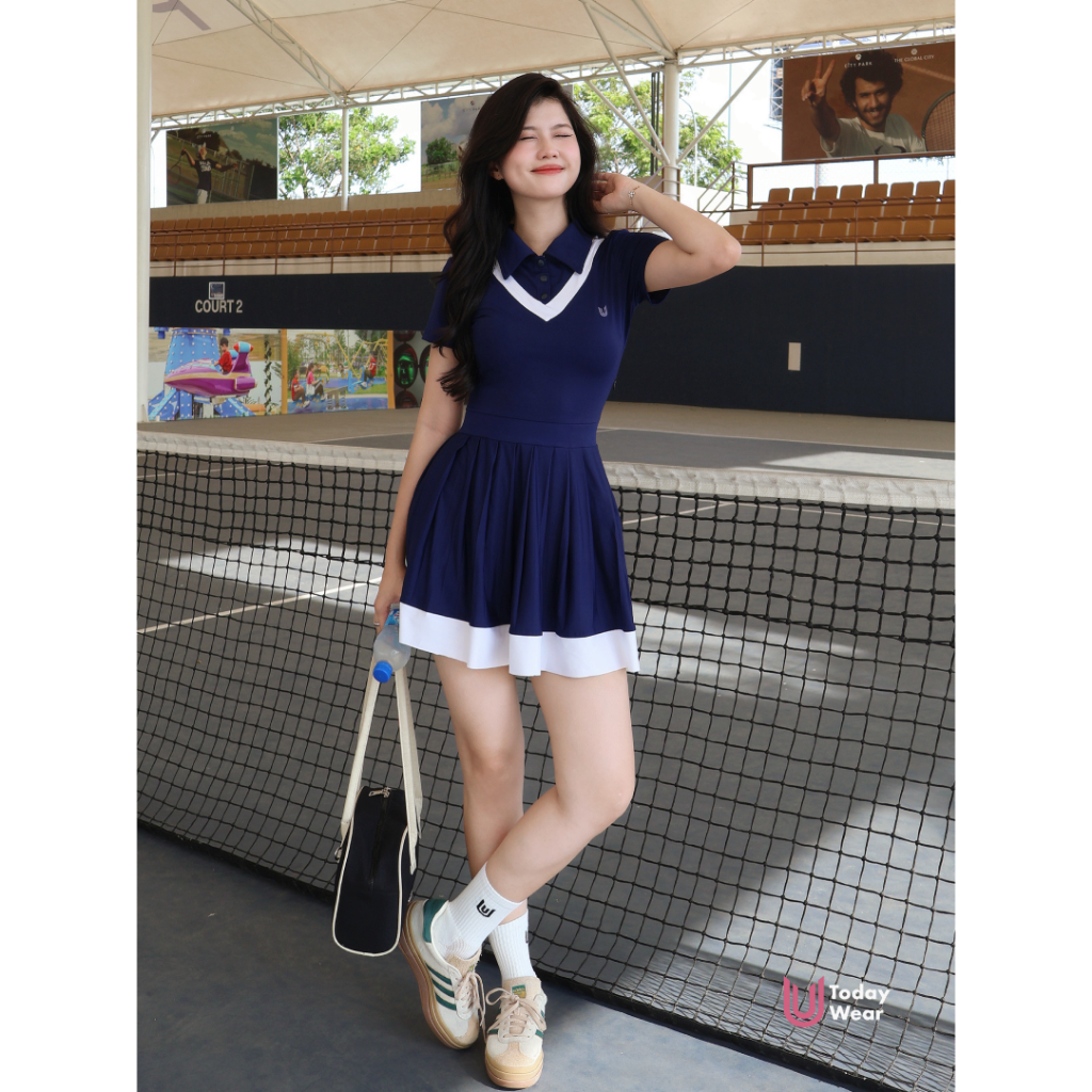 Ảnh Váy tennis pickleball thể thao Mercy Dress Today U Wear cổ polo tặng kèm quần bảo hộ, chất liệu cao cấp thoải mái 4