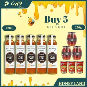 HONEY LAND - Bộ 5 Chai mật Gia Lai 470g + 3 Hủ mật hoa rừng 250g + 3 Lon cá sốt cà 155g