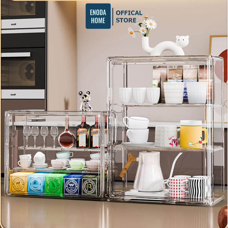 Kệ Đựng Ly Cốc ENODA HOME, Hộp Trong Suốt Đựng Đồ Sứ, Cốc Chén Decor Phòng Bếp HTS021