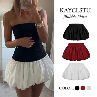 [BUBBLE SKIRT] Chân Váy Bí Phồng Lưng Thun Bản To tôn dáng, kèm quần bảo hộ (CV143) - KAYCI.STU