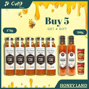 HONEYLAND - Bộ 5 Chai mật Gia Lai 470g + 2 Chai mật Điện Biên 380g + 1 hủ mật hoa rừng 250