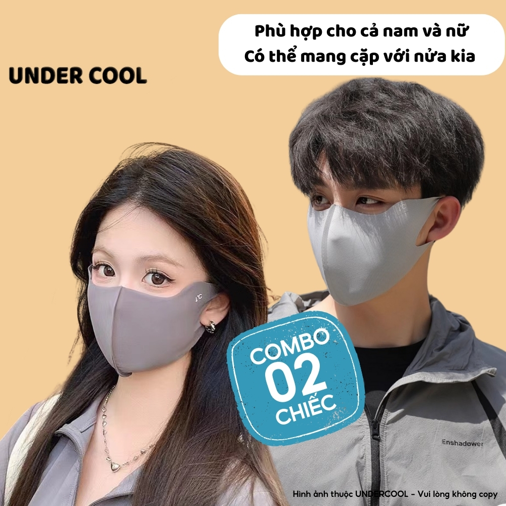 Combo 2 Khẩu Trang Chống Nắng Vải UNDERCOOL - Chất Su Băng Mát Lạnh, Co Giãn Thoải Mái, Chống Tia Cực Tím, Bụi Mịn KT14