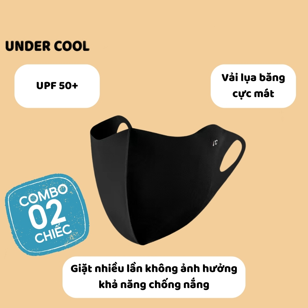 Combo 2 Khẩu Trang Chống Nắng Vải UNDERCOOL - Chất Su Băng Mát Lạnh, Co Giãn Thoải Mái, Chống Tia Cực Tím, Bụi Mịn KT14