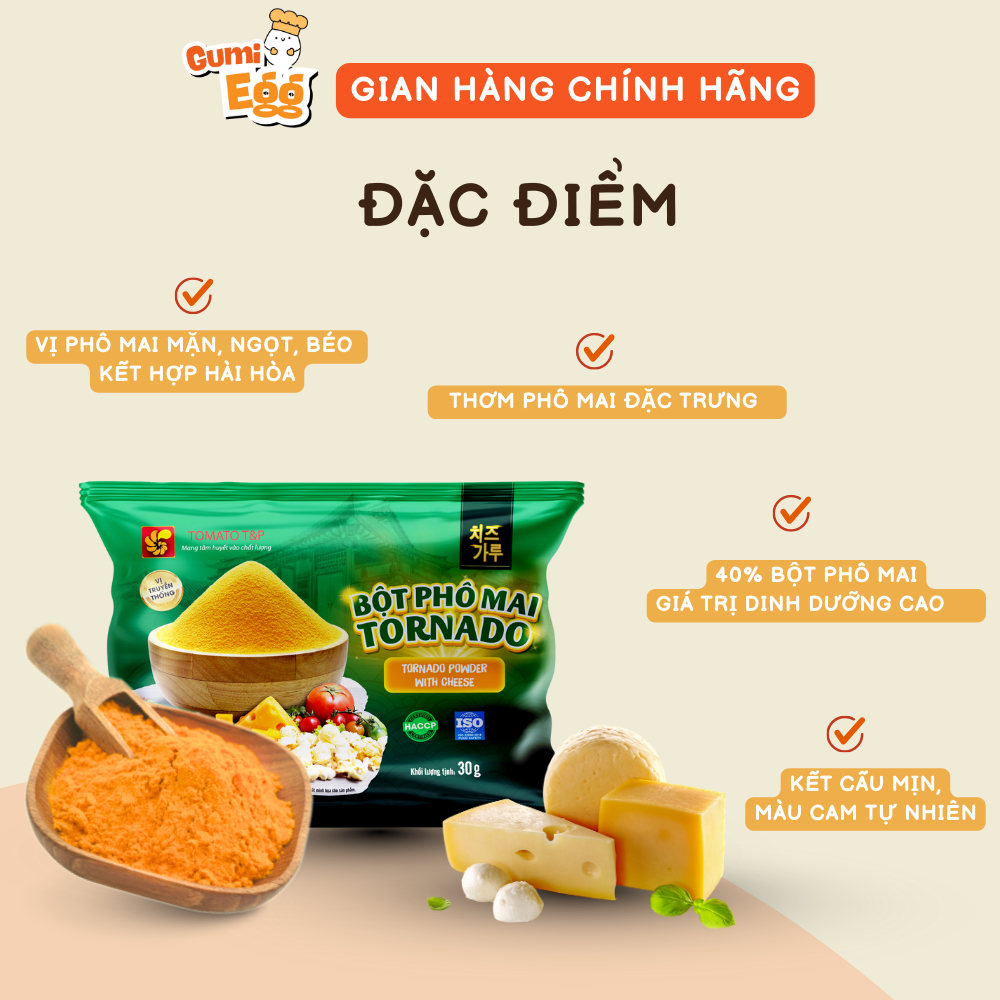 Bột Phô Mai Lắc Tomato T&P Gói 30g Bột Phô Mai Hàn Quốc, Rắc Khoai Tây Chiên, Phô Mai Bột Thơm Béo
