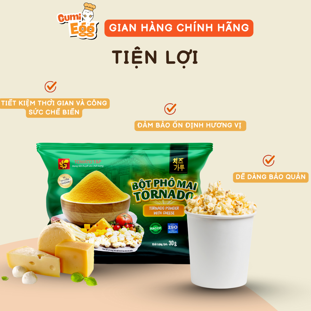 Bột Phô Mai Lắc Tomato T&P Gói 30g Bột Phô Mai Hàn Quốc, Rắc Khoai Tây Chiên, Phô Mai Bột Thơm Béo