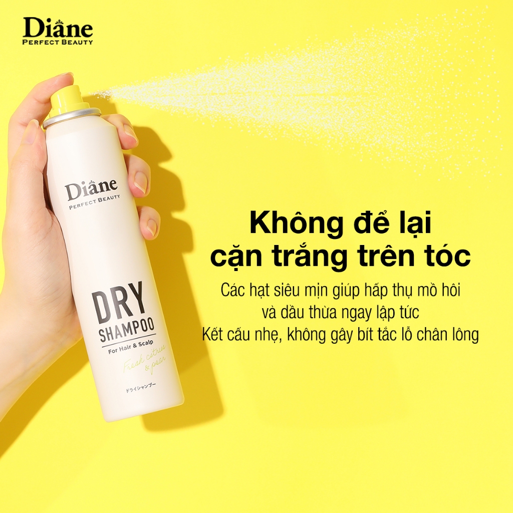 Ảnh Dầu gội khô sạch dầu tơi tóc không bết dính Diane Perfect Beauty Dry Shampoo Fresh Citrus & Pear 4