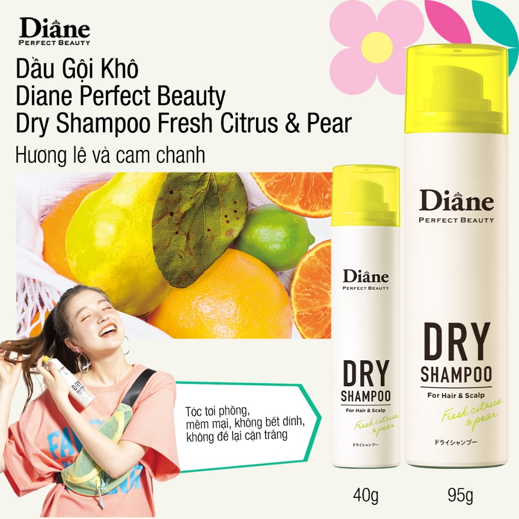 Ảnh Dầu gội khô tóc tơi phồng mềm mại không bết dính Diane Perfect Beauty Dry Shampoo Fresh Citrus & Pear 4