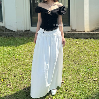 ELENA SKIRT | Chân váy linen lưng cao phối bèo, 2 lớp phong cách thanh lịch, nữ tính | Bymintt