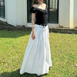 ELENA SKIRT | Chân váy linen lưng cao phối bèo, 2 lớp phong cách thanh lịch, nữ tính | Bymintt