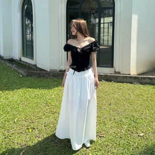 ELENA SKIRT | Chân váy linen lưng cao phối bèo, 2 lớp phong cách thanh lịch, nữ tính | Bymintt