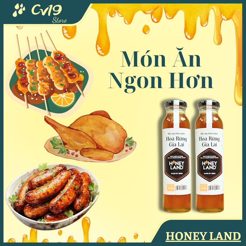 [GIÁ TỐT] HONEYLAND - Bộ 5 Chai mật Gia Lai 470g + 2 Chai mật Điện Biên 380g + 1 hủ mật hoa rừng 250