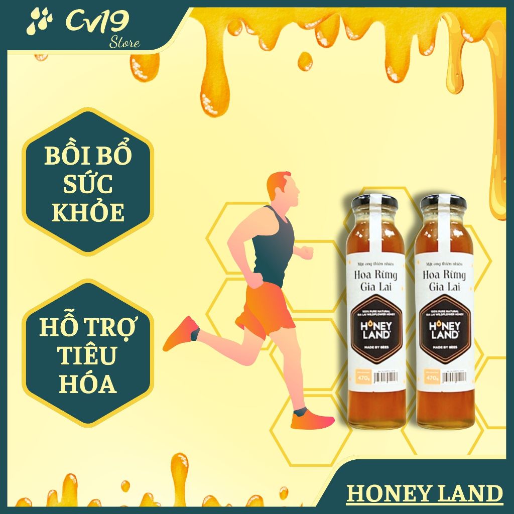 [GIÁ TỐT] HONEYLAND - Bộ 5 Chai mật Gia Lai 470g + 2 Chai mật Điện Biên 380g + 1 hủ mật hoa rừng 250