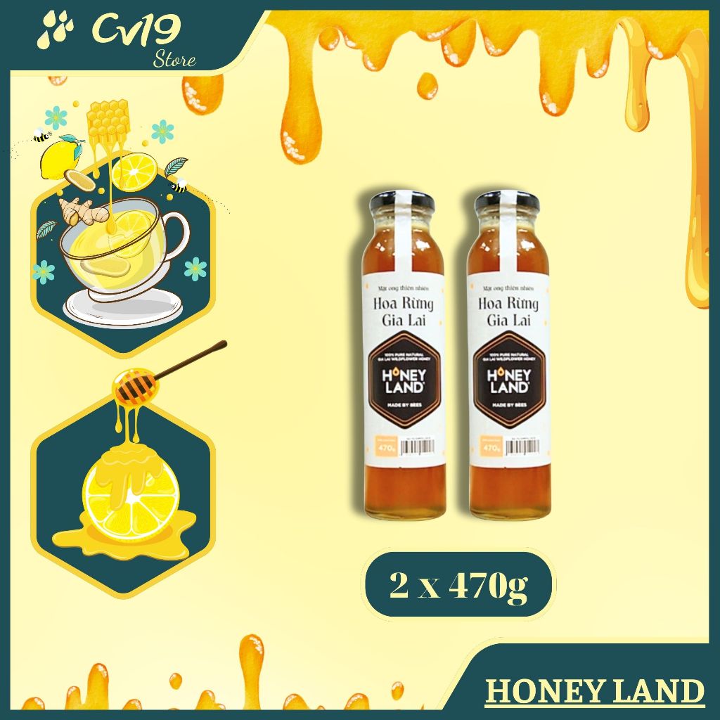 [GIÁ TỐT] HONEYLAND - Bộ 5 Chai mật Gia Lai 470g + 2 Chai mật Điện Biên 380g + 1 hủ mật hoa rừng 250