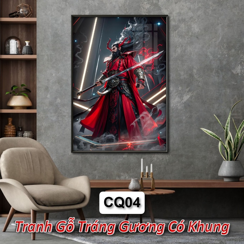 Tranh Chung Quỳ Xua Đuổi Tà Ma Trấn Thạch Nhà Cửa - Tranh Treo Tường Tráng Gương Khung Composite