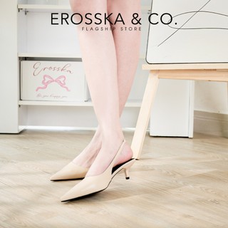 Erosska - Giày cao gót dáng Slingback mũi nhọn màu trắng cao 8cm - EH041