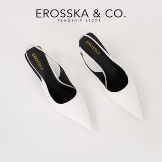 EROSSKA - Giày cao gót dáng Slingback trơn mũi nhọn tối giản cao 5cm màu đen - EH066