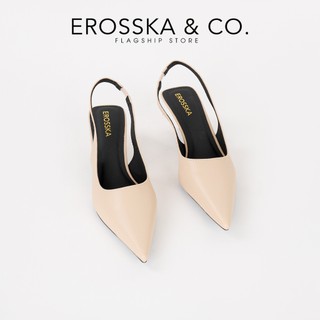 EROSSKA - Giày cao gót dáng Slingback trơn mũi nhọn tối giản cao 5cm màu đen - EH066