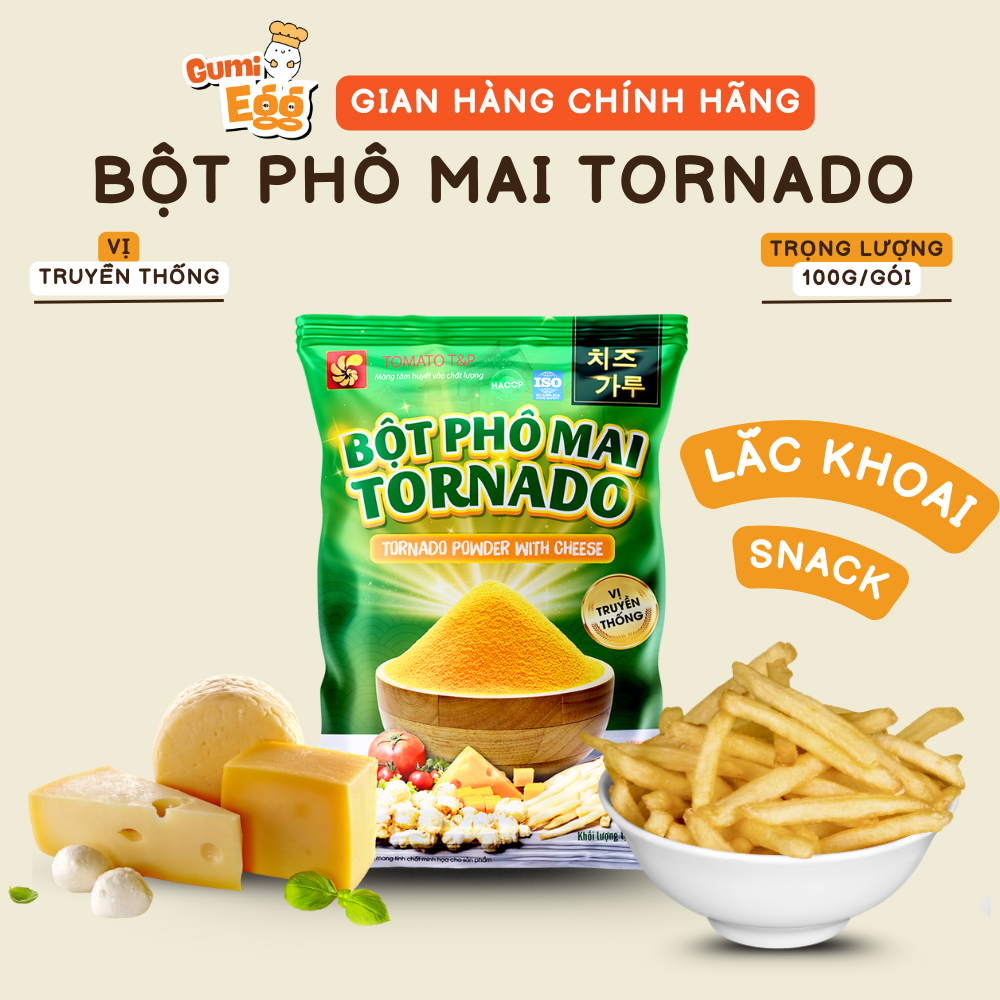 Bột Phô Mai Hàn Quốc Tomato T&P Gói 100g, Bột Phô Mai Lắc Khoai Tây Chiên, Nguyên Liệu Làm Bánh