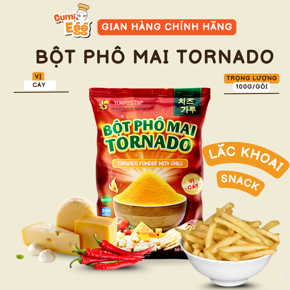 Bột Phô Mai Hàn Quốc Tomato T&P Gói 100g, Bột Phô Mai Lắc Khoai Tây Chiên, Nguyên Liệu Làm Bánh