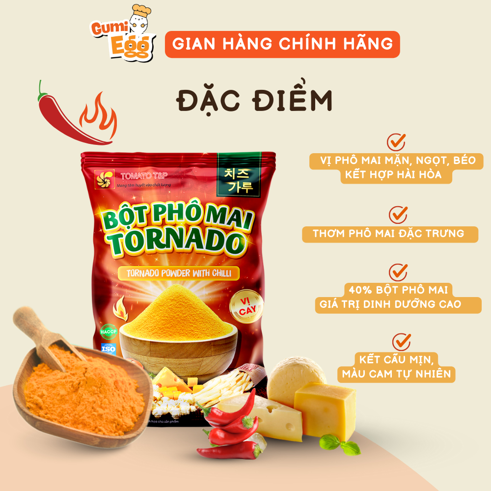 Bột Phô Mai Hàn Quốc Tomato T&P Gói 100g, Bột Phô Mai Lắc Khoai Tây Chiên, Nguyên Liệu Làm Bánh