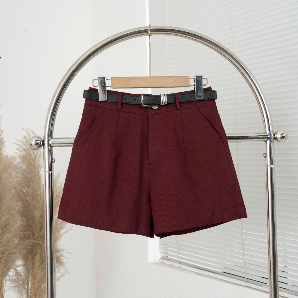 Ảnh Quần short kaki nữ  cạp cao mã 273 - Dáng xuông tôn dáng, có belt, chất dày dặn dễ phối đồ 1