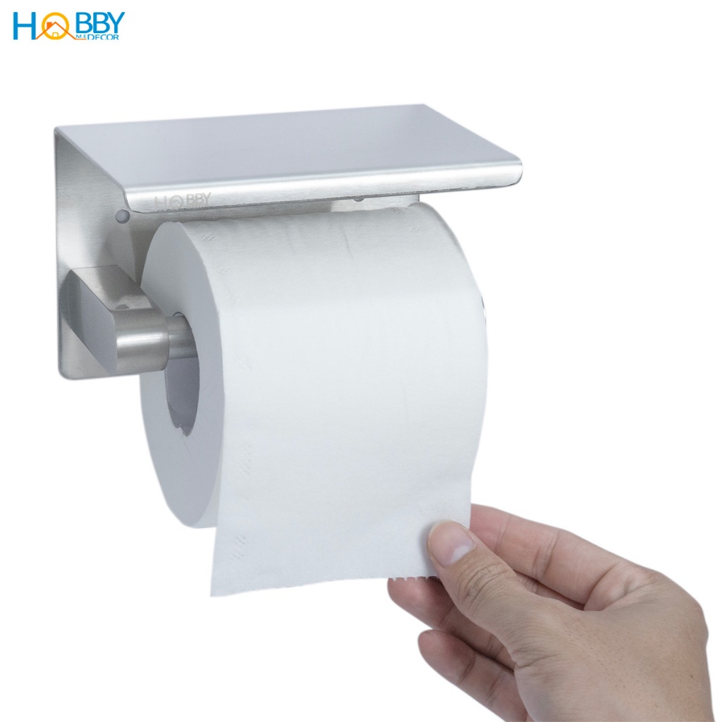 Kệ để giấy vệ sinh có mái che dán tường inox 304 Hobby Home Decor G3