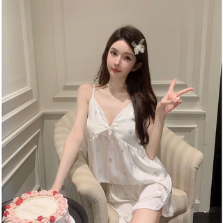 B82 Bộ ngủ lụa hai dây mềm mịn cho Nữ quảng châu cao cấp họa tiết đơn giản Phương Linh Underwear
